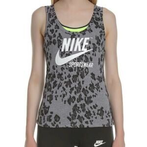 NIKE Gray Vintage Cheetah‎ Leopard Sleeveless Active Workout Tank Top Size Small